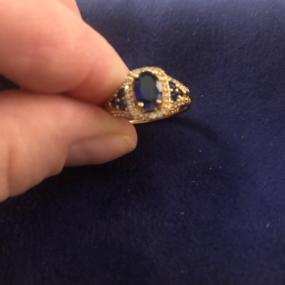 14kt gold over sterling silver lab created sapphire ring. BNWT size 7 - Picture 1 of 5